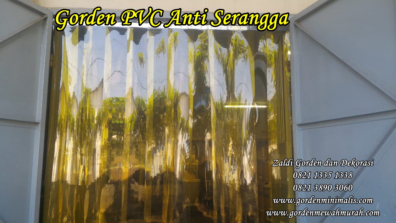 Tirai Plastik Transparan Anti serangga warna orange untuk pintu pembatas gudang restoran supermaket rumah sakit (1)