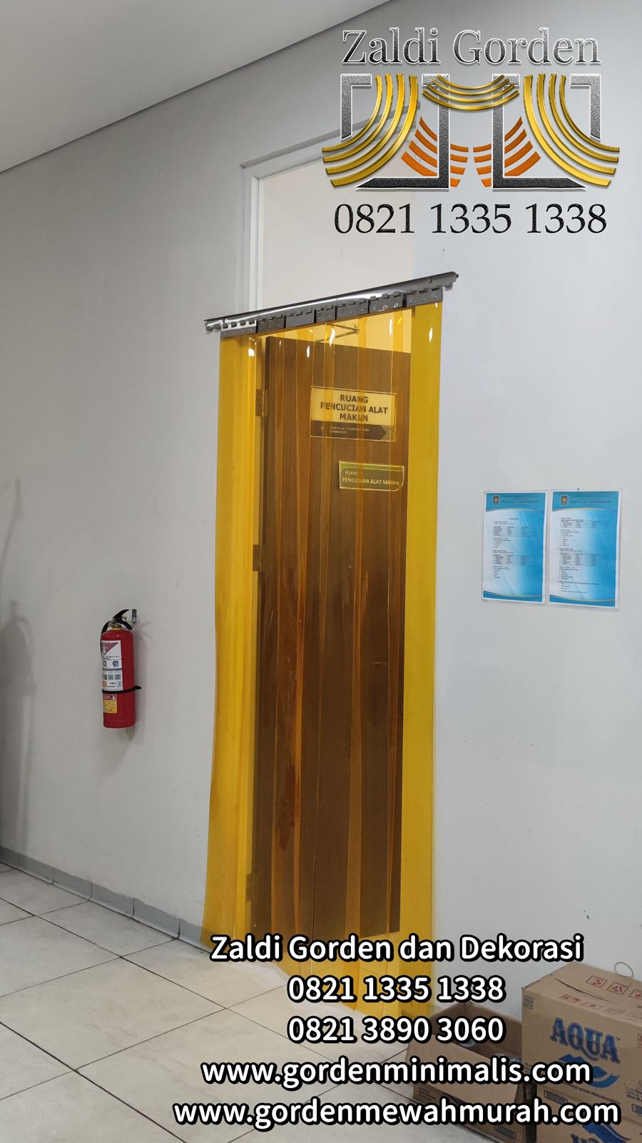 Tirai Plastik Transparan Anti serangga warna orange untuk pintu pembatas gudang restoran supermaket rumah sakit (4)