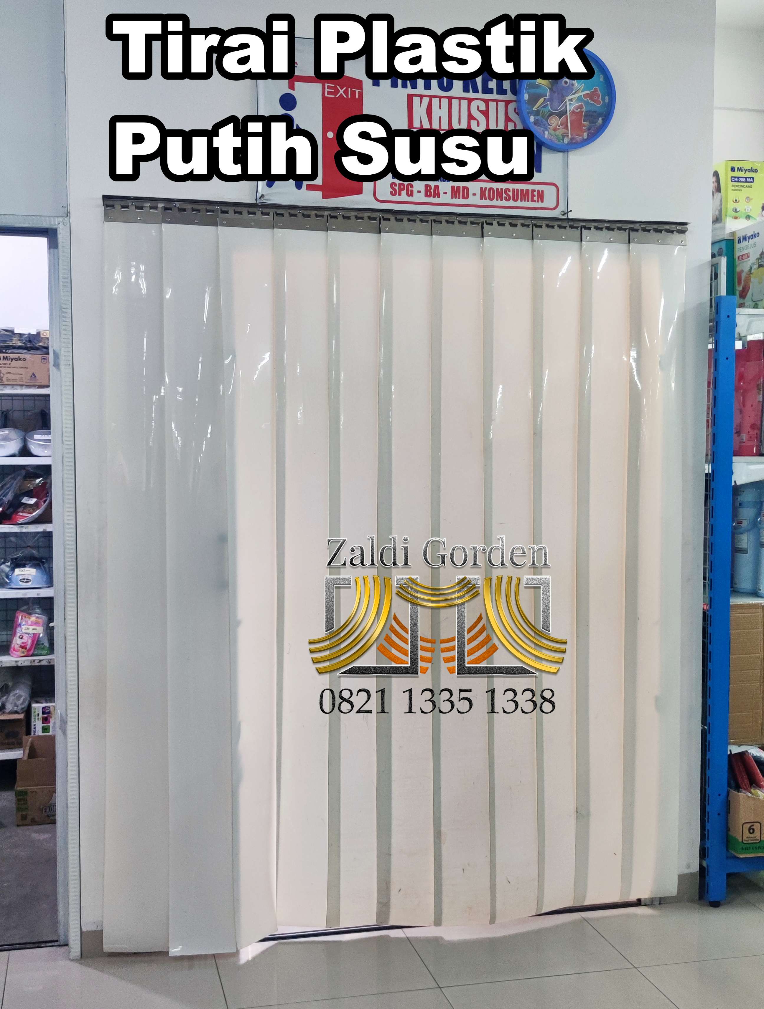 Tirai Plastik Penyekat pintu warna putih susu gudang pabrik rumah sakit restoran toko 3